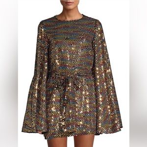 Caroline Constas Disco Sequin Bell-sleeve mini dress
